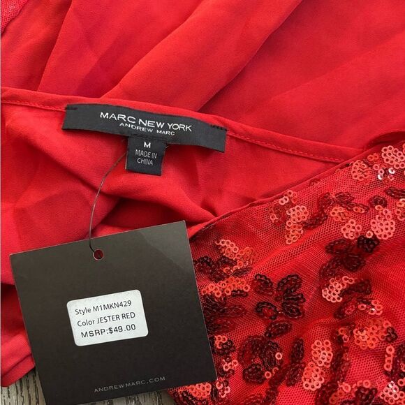 Marc New York Red Sequin Women's Top - Picture 3 of 4